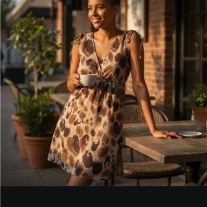 Glam Brown Leopard Print Mini Dress
